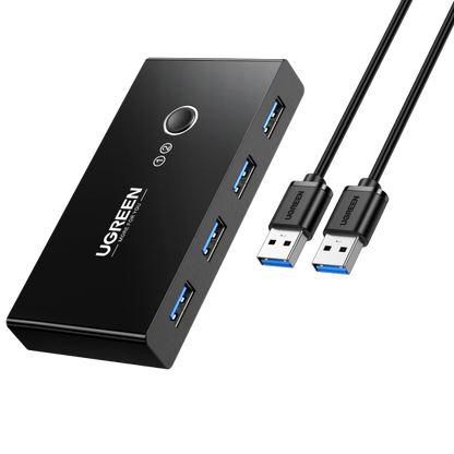 Ugreen USB 3.0 4-Port Switch With 2 Pack USB Male Cable