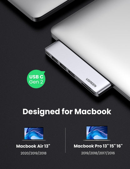 Adaptateur usb C Hub pour Macbook Pro / air 2020 2019 2018, 6 en 1